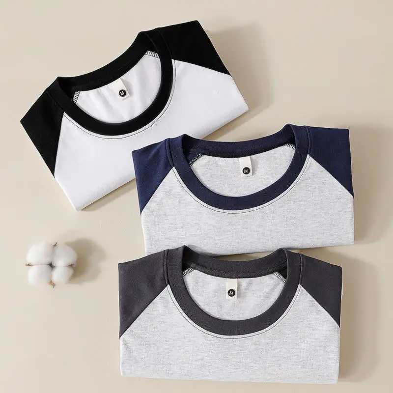 Women's Grey Black Contrast T-Shirt 230g Cotton - Image 8