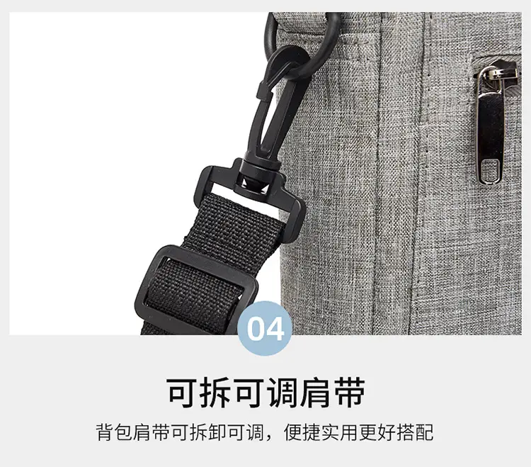 Men's Grey Business Shoulder Crossbody Bag 13" — feature 14