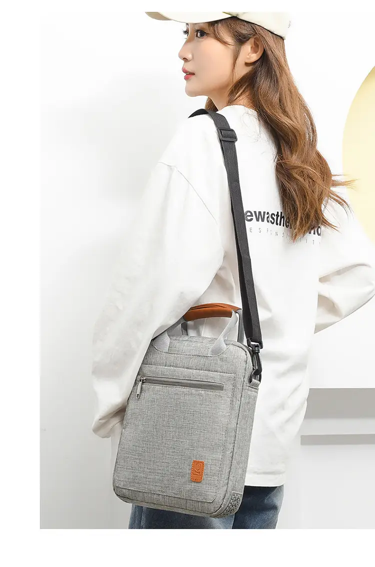 Men's Grey Business Shoulder Crossbody Bag 13" — feature 18