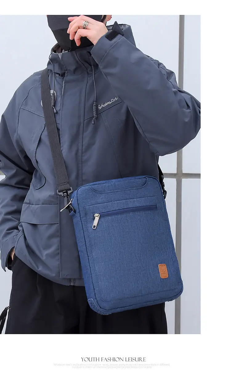 Men's Grey Business Shoulder Crossbody Bag 13" — feature 19