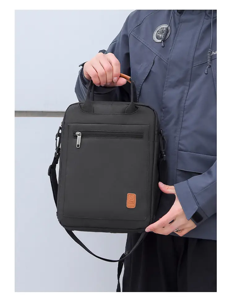 Men's Grey Business Shoulder Crossbody Bag 13" — feature 20