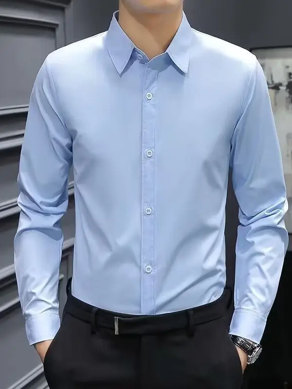 Men's Light Blue Haze Long Sleeve Business Shirt