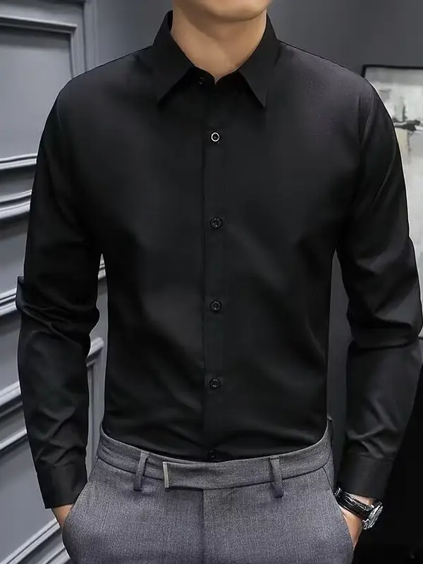 Men's Light Blue Haze Long Sleeve Business Shirt