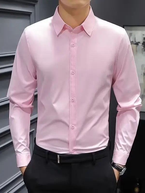 Men's Light Blue Haze Long Sleeve Business Shirt
