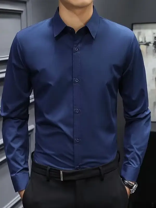 Men's Light Blue Haze Long Sleeve Business Shirt