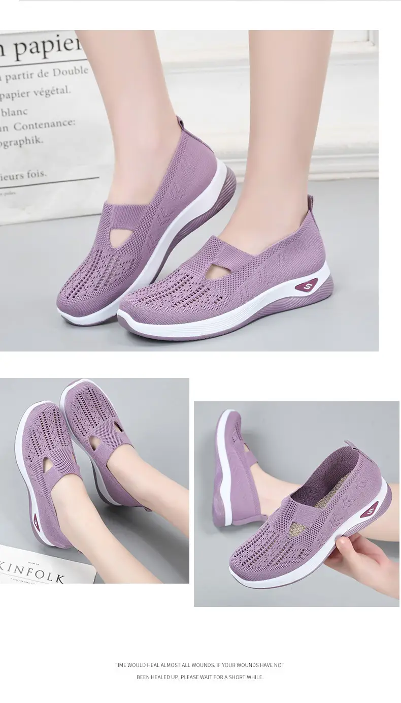 Cloth Shoes for Mothers, Sandals with Non-Slip Soft Soles, Elderly Women's Shoes, Versatile Walking Shoes for Seniors, Comfortable and Not Tiring on the Feet, Fly-Knit Fabric — feature 13