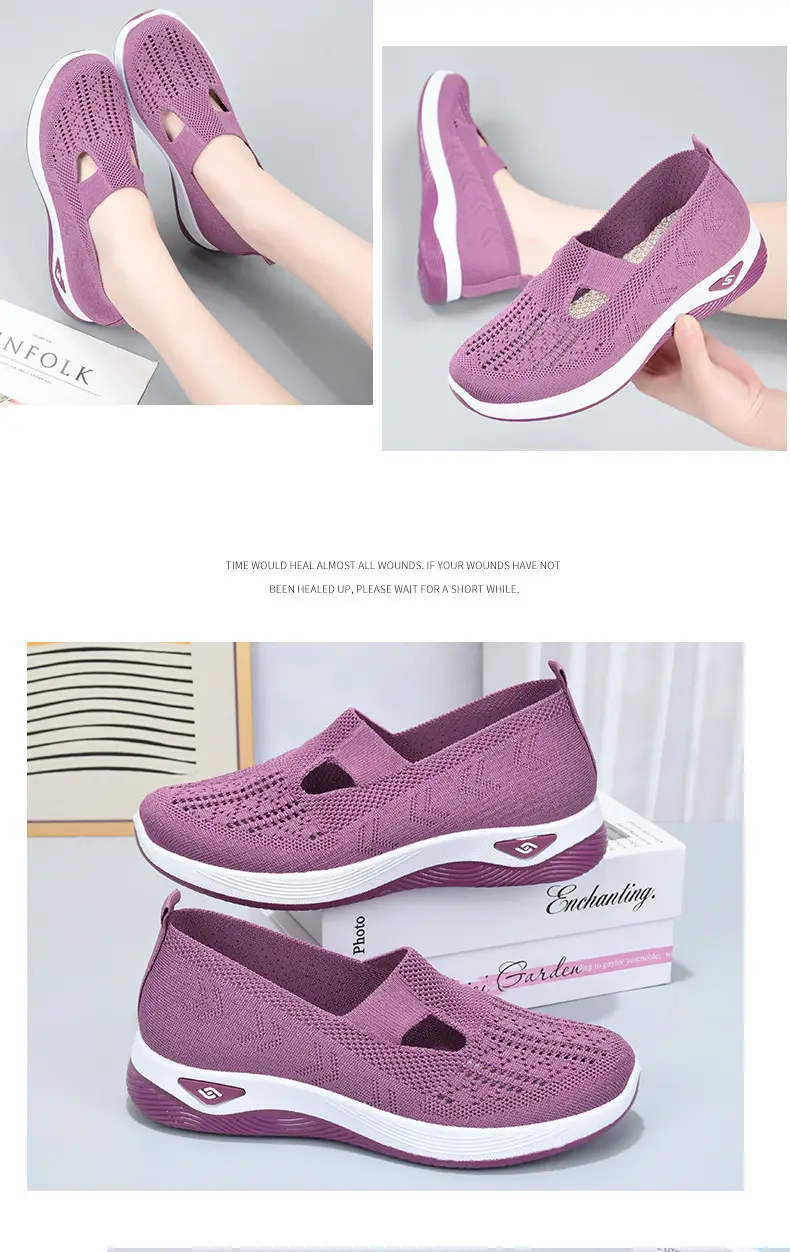 Cloth Shoes for Mothers, Sandals with Non-Slip Soft Soles, Elderly Women's Shoes, Versatile Walking Shoes for Seniors, Comfortable and Not Tiring on the Feet, Fly-Knit Fabric — feature 16