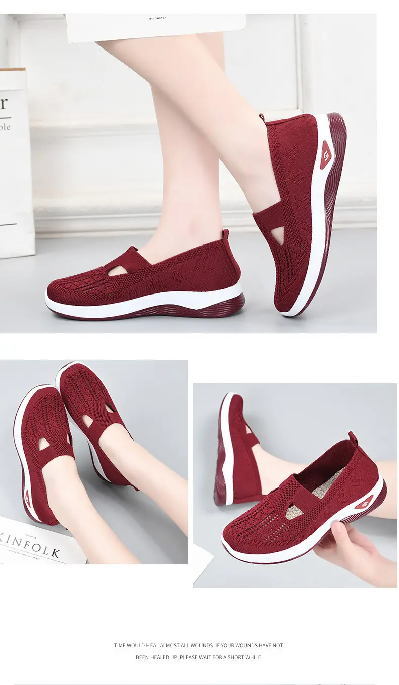 Cloth Shoes for Mothers, Sandals with Non-Slip Soft Soles, Elderly Women's Shoes, Versatile Walking Shoes for Seniors, Comfortable and Not Tiring on the Feet, Fly-Knit Fabric — feature 18