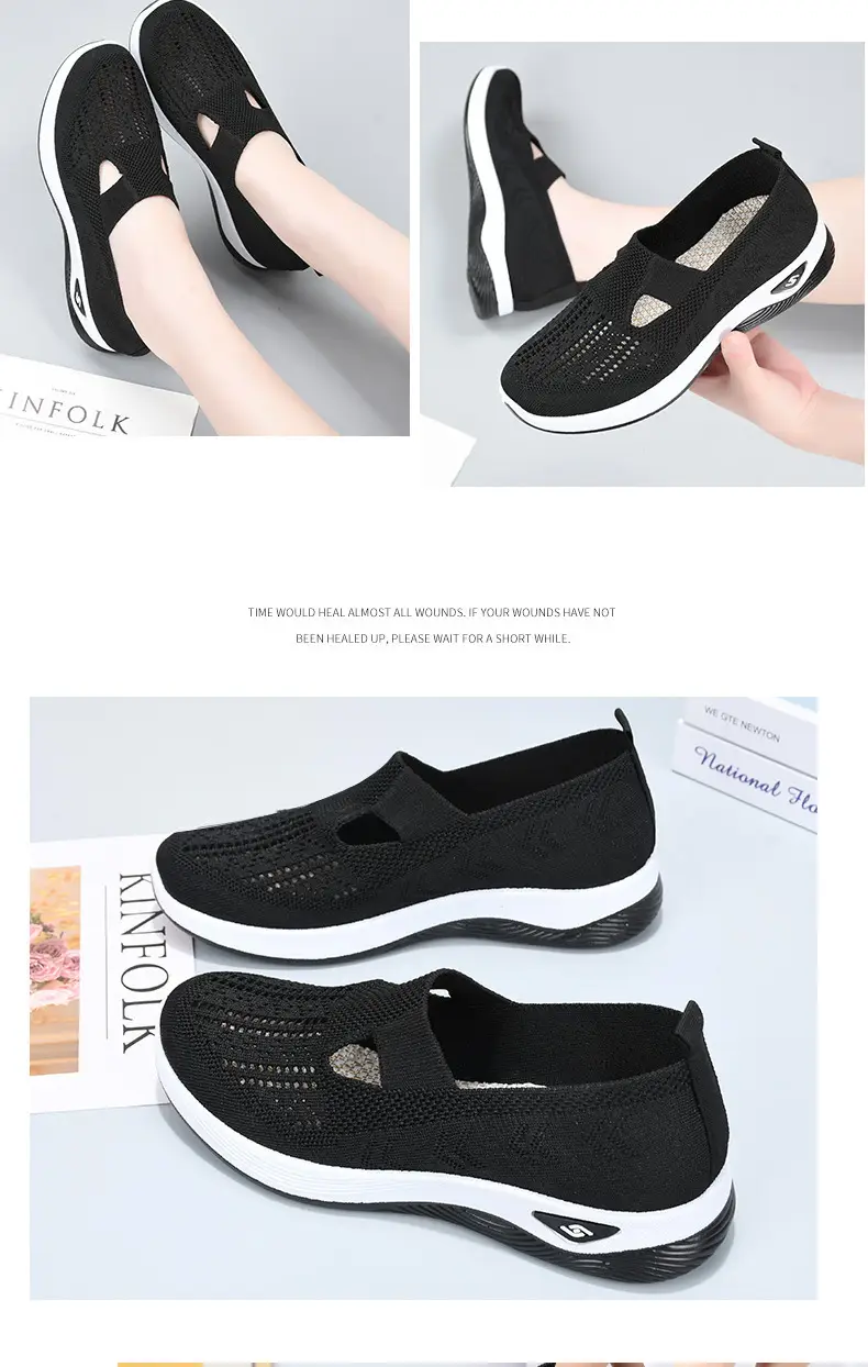 Cloth Shoes for Mothers, Sandals with Non-Slip Soft Soles, Elderly Women's Shoes, Versatile Walking Shoes for Seniors, Comfortable and Not Tiring on the Feet, Fly-Knit Fabric — feature 21