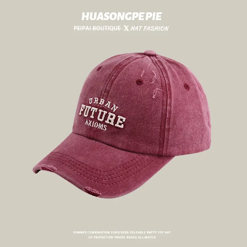 Women Retro Washed Peak Cap UV Protection Black — feature 12