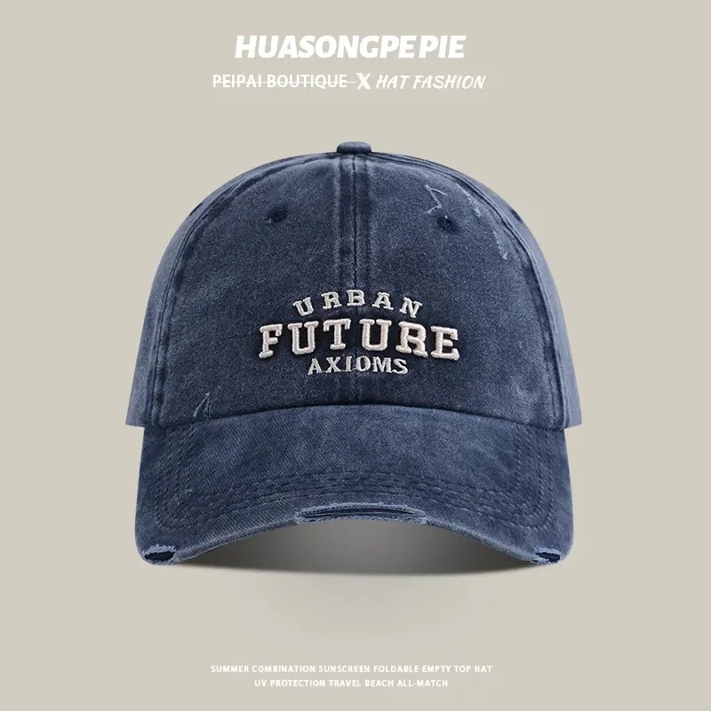 Women Retro Washed Peak Cap UV Protection Black — feature 5