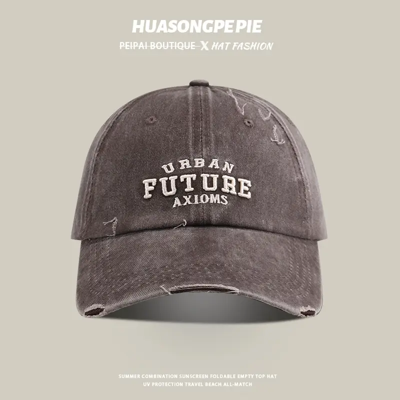 Women Retro Washed Peak Cap UV Protection Black — feature 8