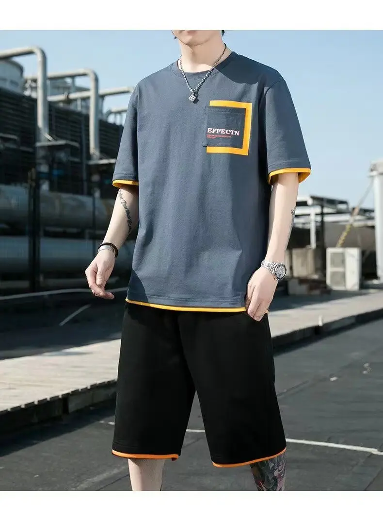 Men Black Yellow Shorts T-Shirt Casual Shorts Set — feature 10