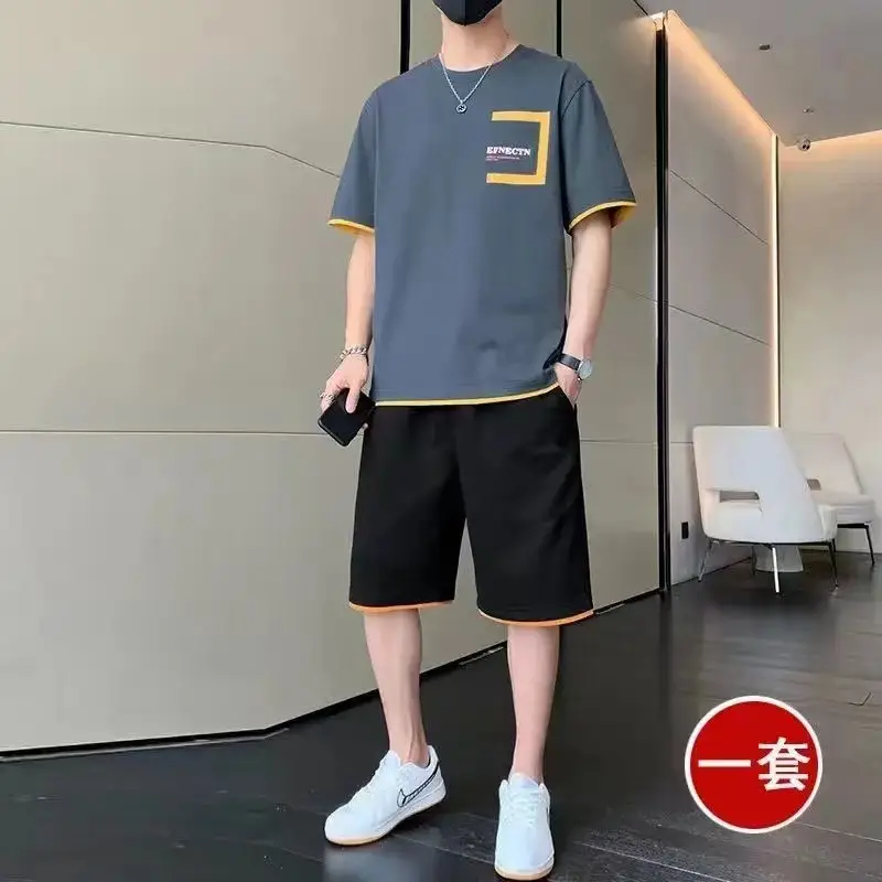 Men Black Yellow Shorts T-Shirt Casual Shorts Set — feature 16