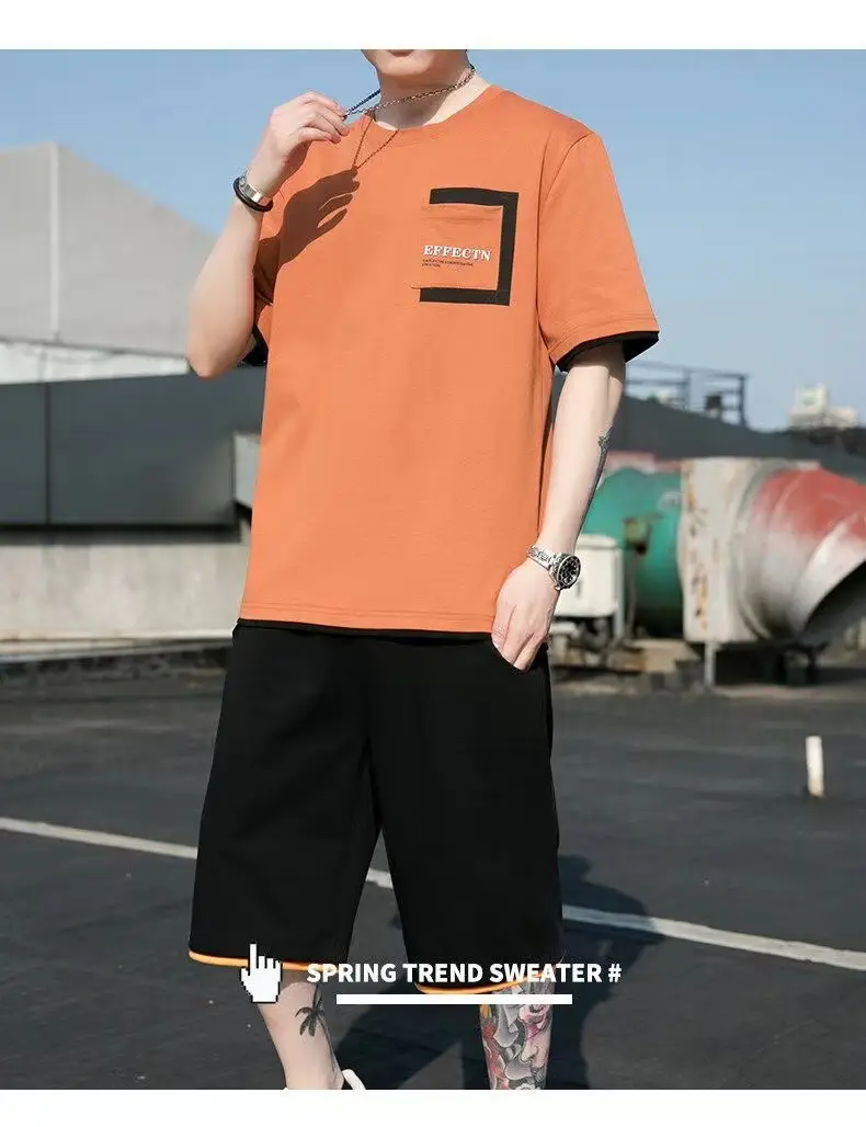 Men Black Yellow Shorts T-Shirt Casual Shorts Set — feature 20