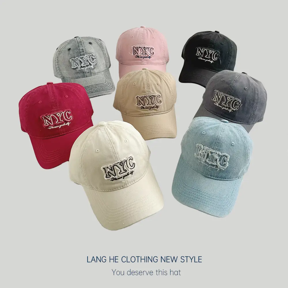Washed Denim NYC Cap Women Men Sun Hat - Image 6