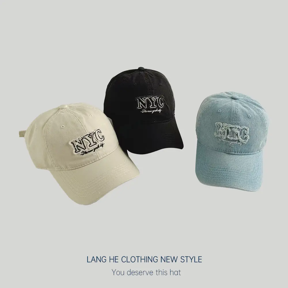 Washed Denim NYC Cap Women Men Sun Hat - Image 7