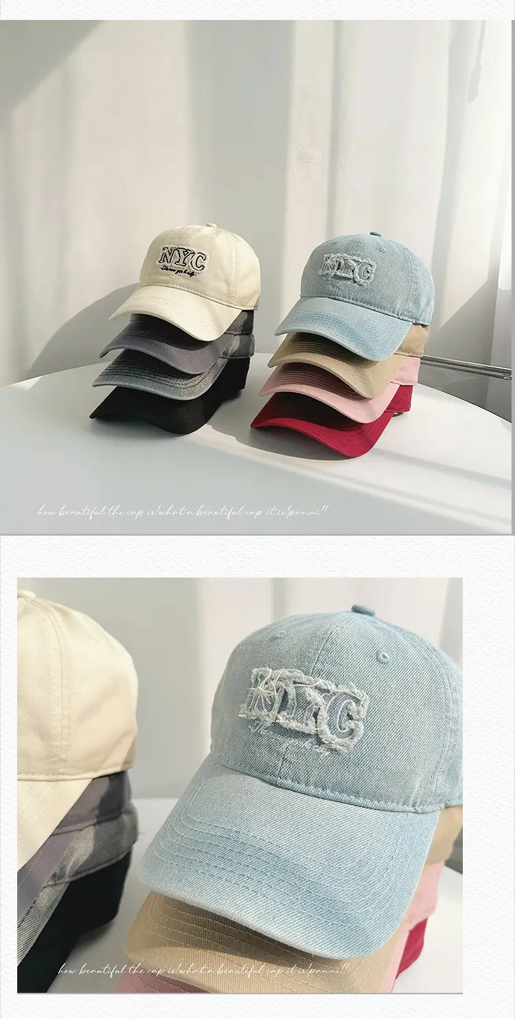 Washed Denim NYC Cap Women Men Sun Hat — feature 25