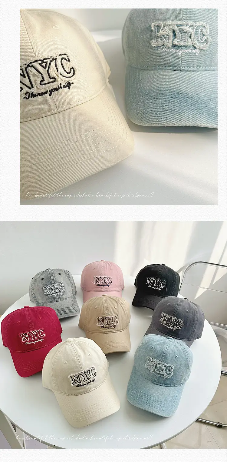 Washed Denim NYC Cap Women Men Sun Hat — feature 26