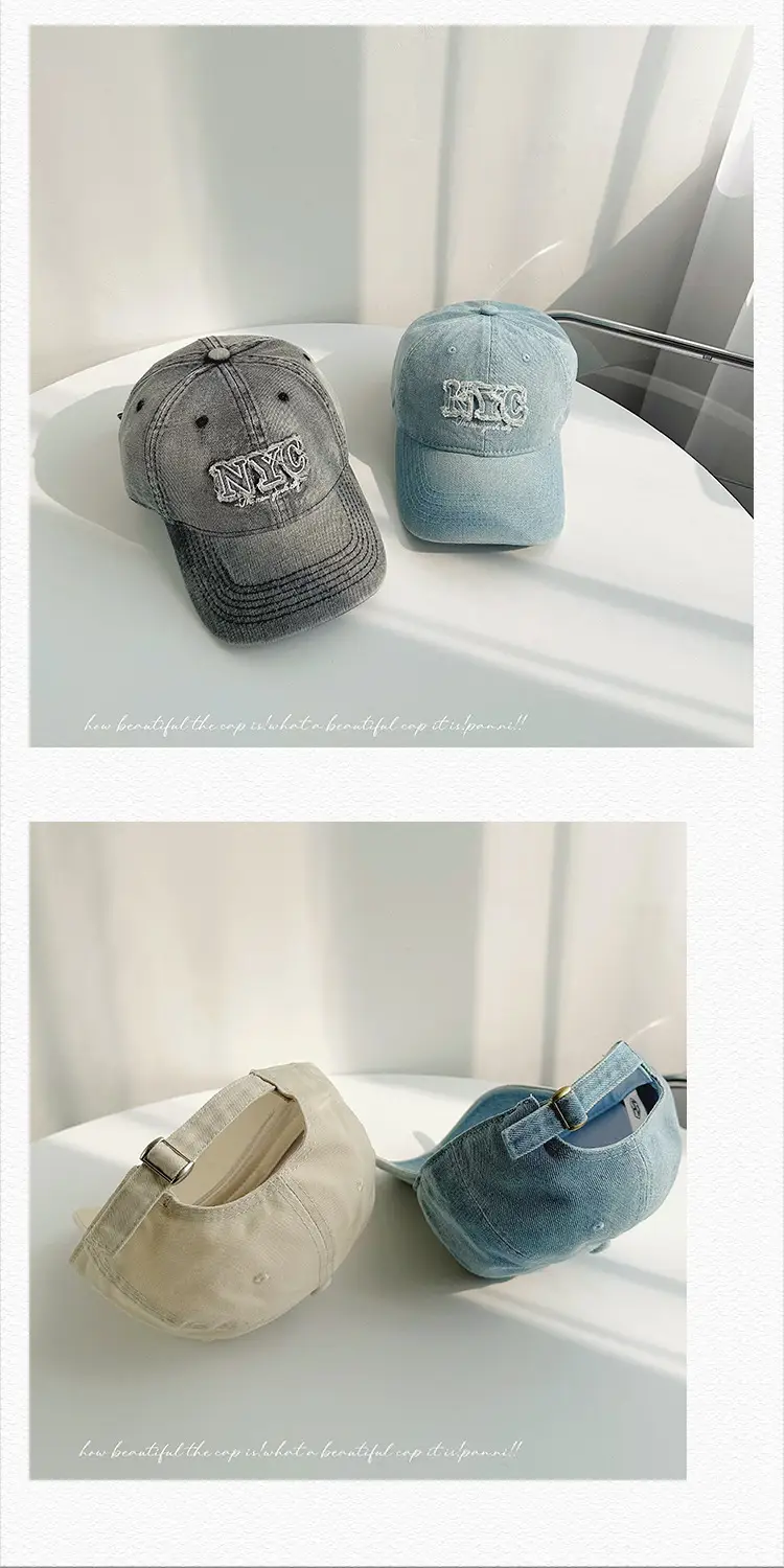 Washed Denim NYC Cap Women Men Sun Hat — feature 27