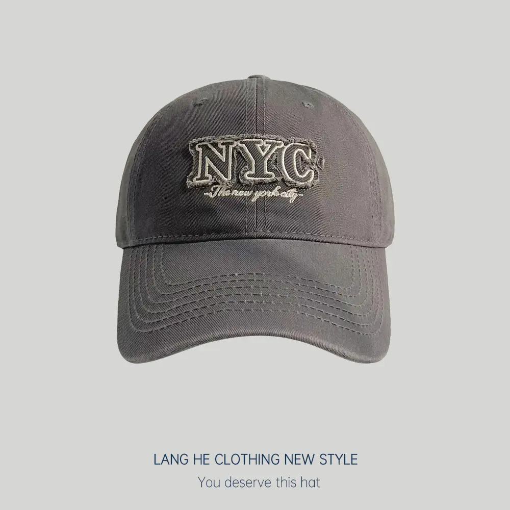 Washed Denim NYC Cap Women Men Sun Hat - Image 3