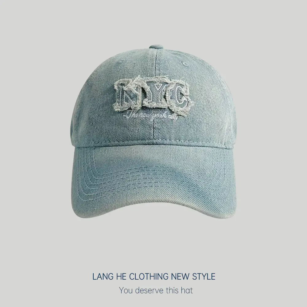 Washed Denim NYC Cap Women Men Sun Hat - Image 4