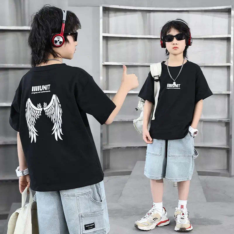Boys Cotton T-Shirt Brown Cartoon Print Summer 2024 - Image 6