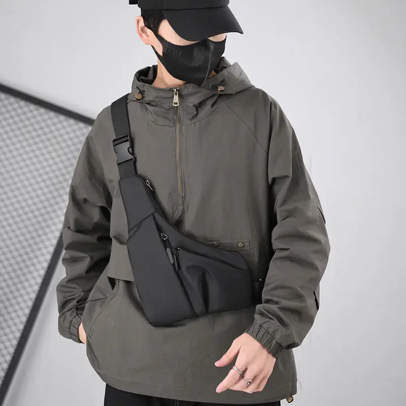 Men's Crossbody Shoulder Bag Grey Lightweight Sports Outdoor