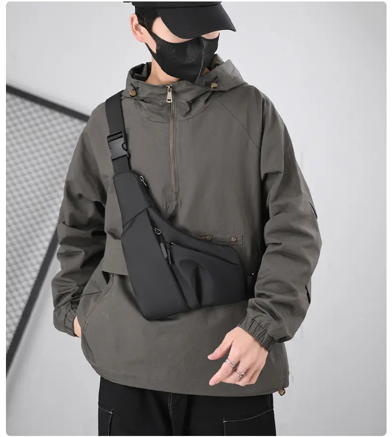 Men's Crossbody Shoulder Bag Grey Lightweight Sports Outdoor — feature 10