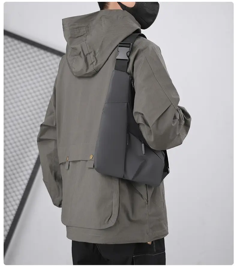 Men's Crossbody Shoulder Bag Grey Lightweight Sports Outdoor — feature 11