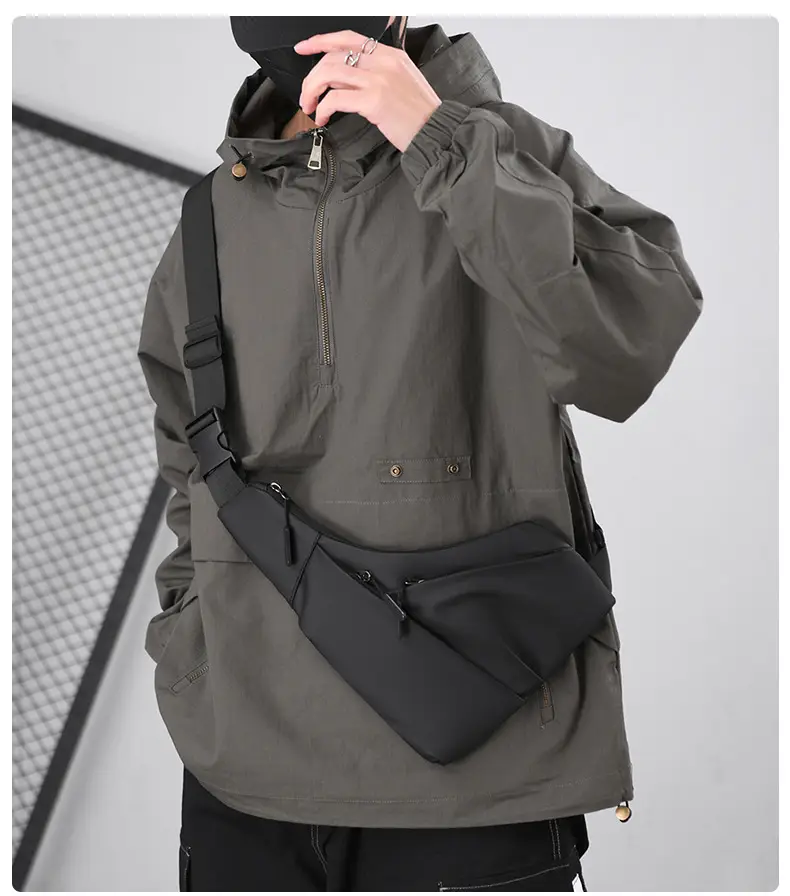 Men's Crossbody Shoulder Bag Grey Lightweight Sports Outdoor — feature 8
