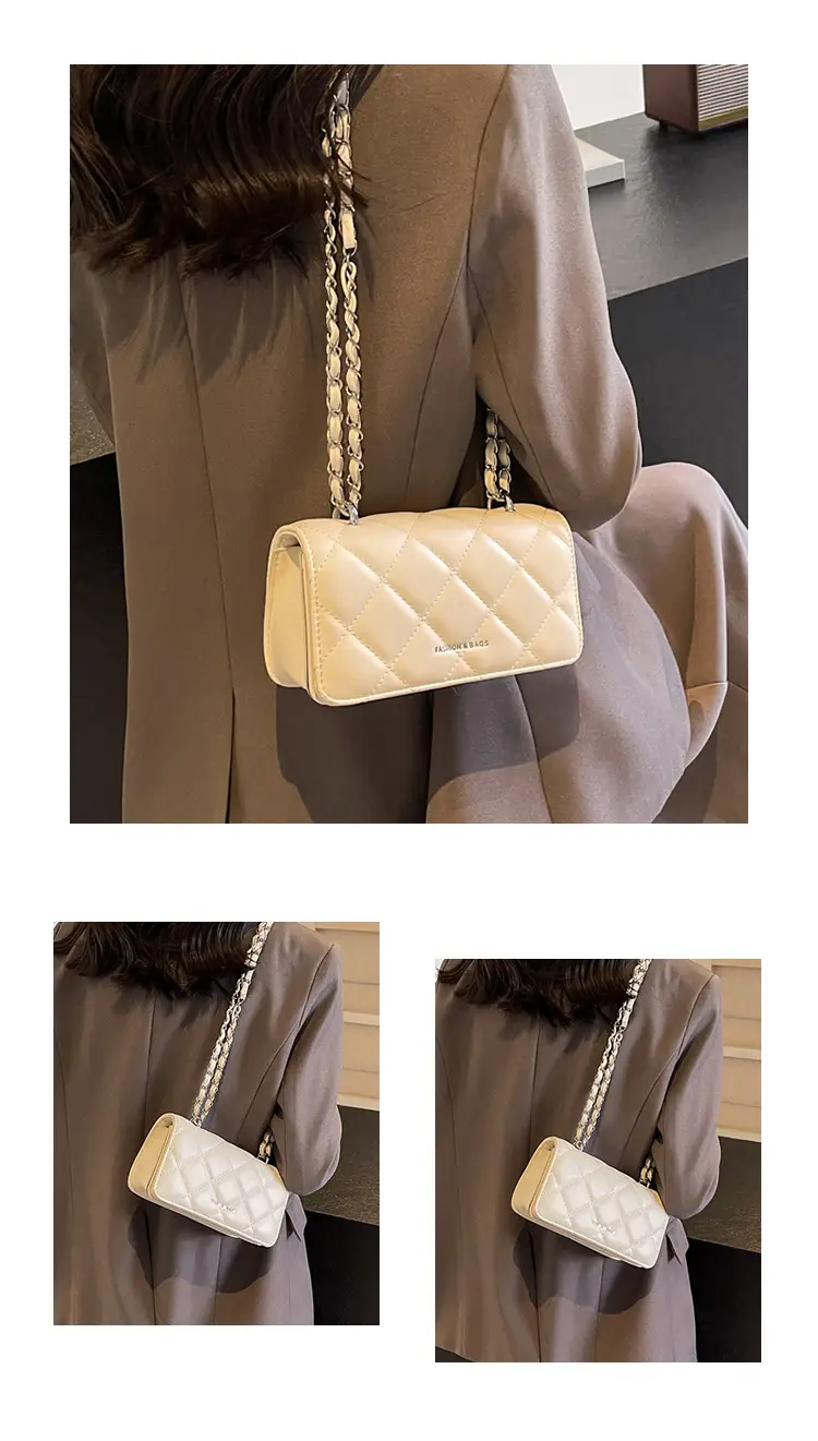 White Quilted Chain Shoulder Bag for Women — feature 12