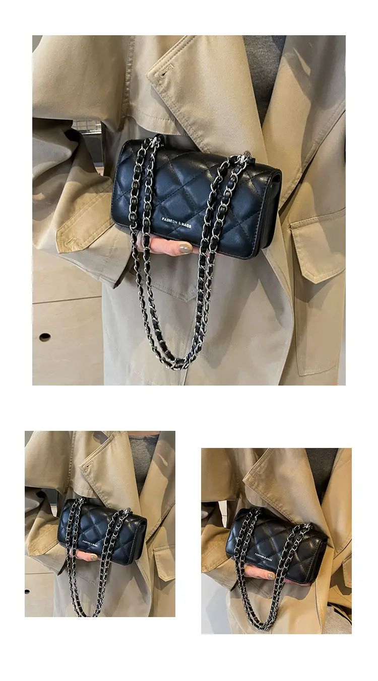 White Quilted Chain Shoulder Bag for Women — feature 13
