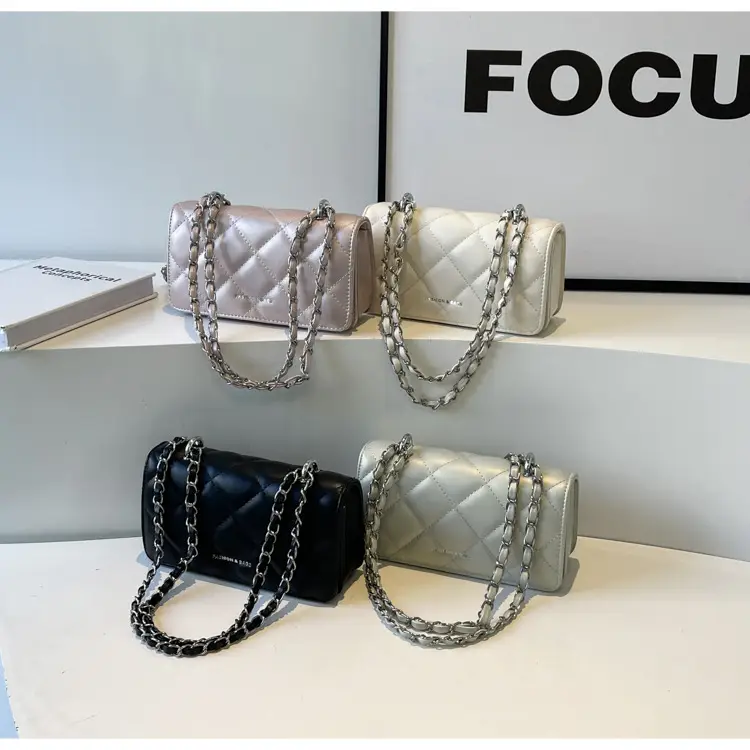 White Quilted Chain Shoulder Bag for Women — feature 14