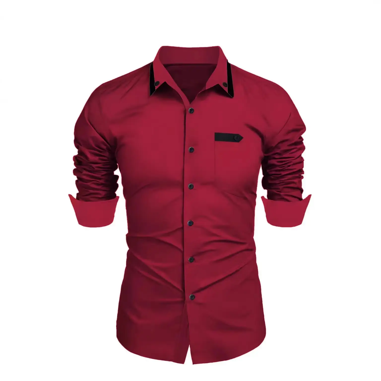 Men's Beige Long Sleeve Button-Up Shirt Casual Business Wear - Image 11
