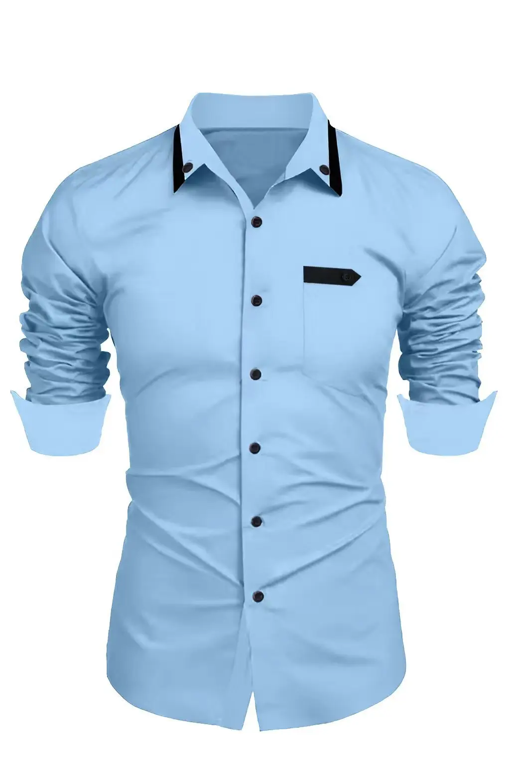 Men's Beige Long Sleeve Button-Up Shirt Casual Business Wear - Image 3
