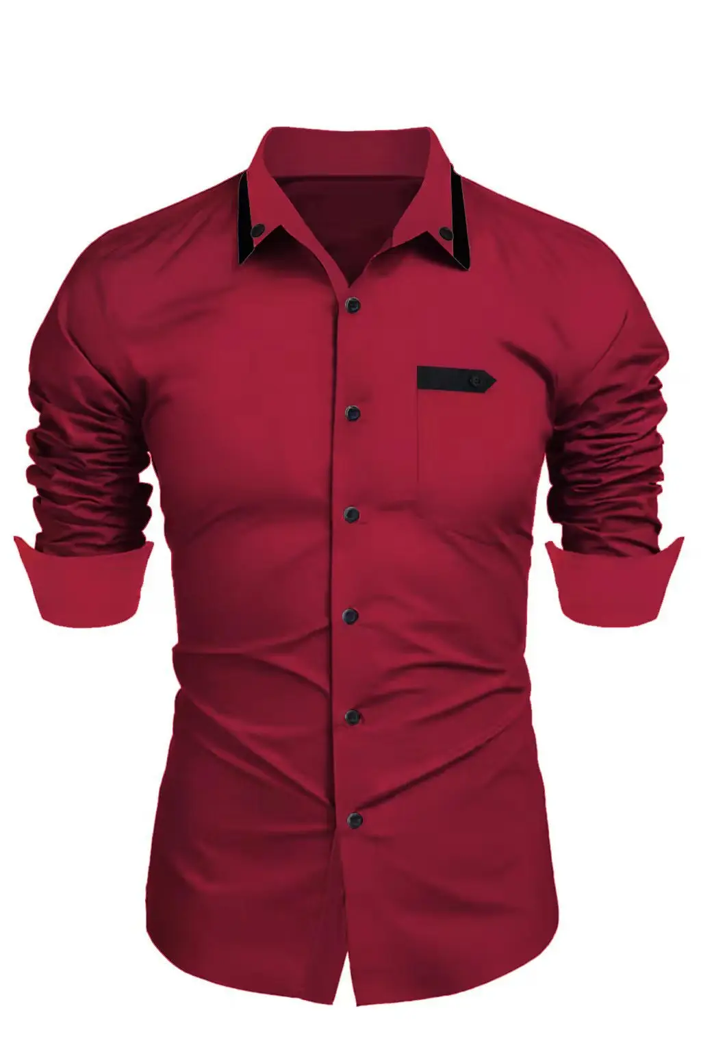 Men's Beige Long Sleeve Button-Up Shirt Casual Business Wear - Image 4