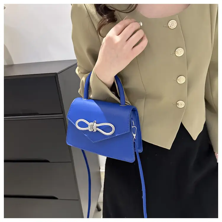 Women's Blue Bow Stitching Crossbody Bag — feature 39