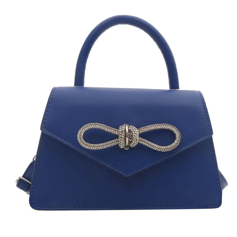 Women's Blue Bow Stitching Crossbody Bag - Image 6