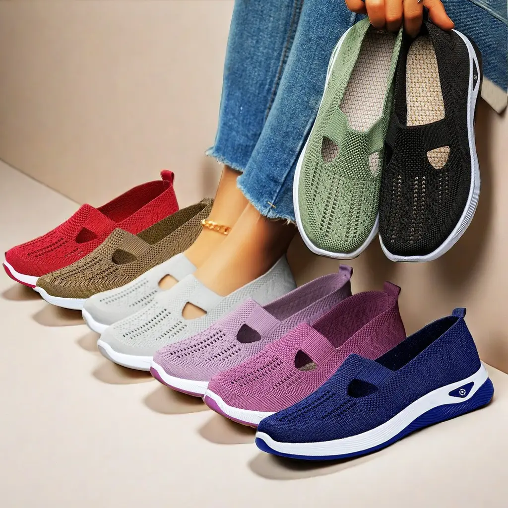 Middle-Aged and Elderly Women's Shoes 2024 Spring Model, Mesh Breathable Soft-Soled Lightweight Shoes for Seniors, Fly-Knit Women's Shoes, Lightweight and Breathable - Image 7