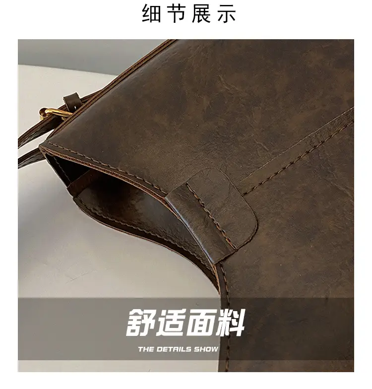 Women's Retro Brown Shoulder Bag with Wide Strap — feature 4