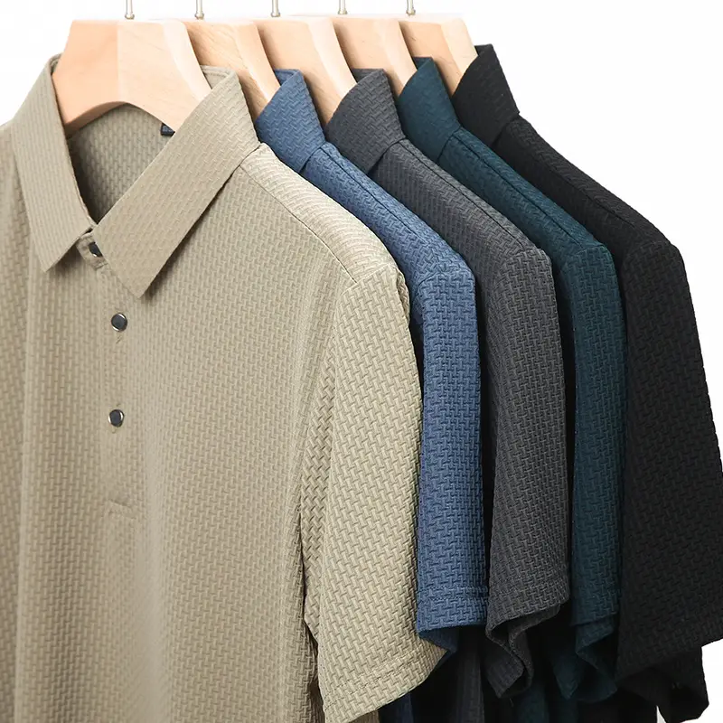 Men's Beige Ice Silk Polo Shirt Summer Wear — feature 11