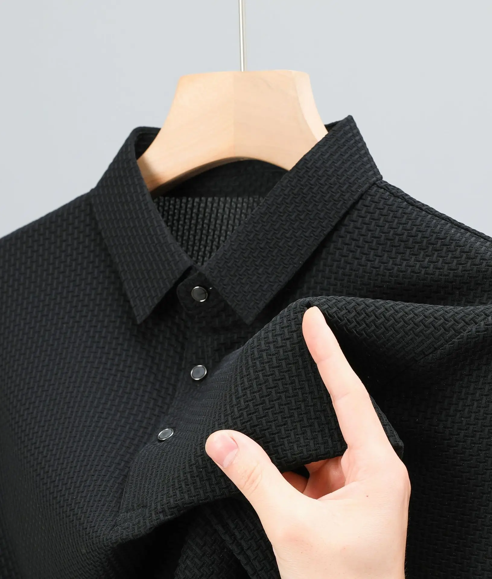 Men's Beige Ice Silk Polo Shirt Summer Wear — feature 3