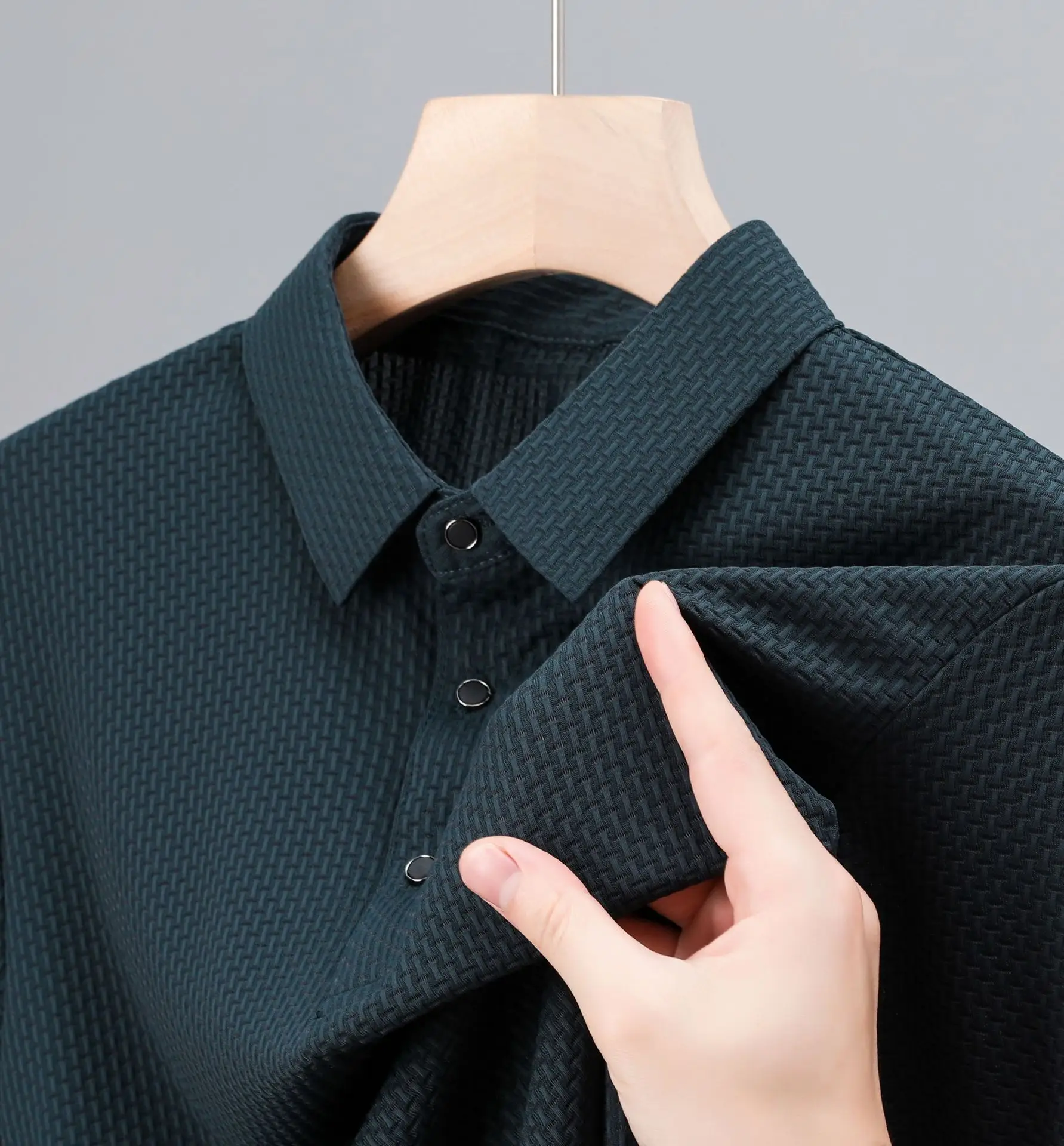 Men's Beige Ice Silk Polo Shirt Summer Wear — feature 4