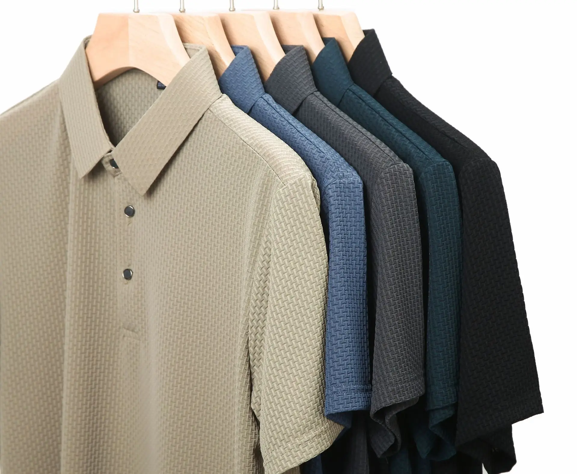 Men's Beige Ice Silk Polo Shirt Summer Wear — feature 5