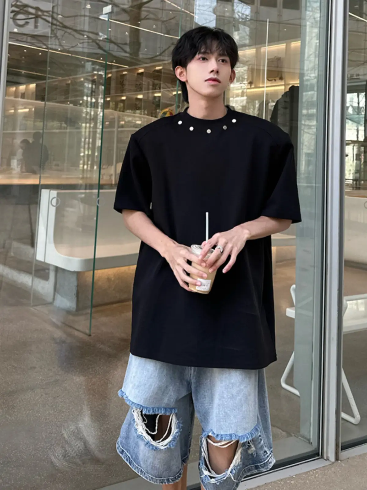 Men Black 5-Piece Sleeve T-Shirt Summer Casual - Image 7