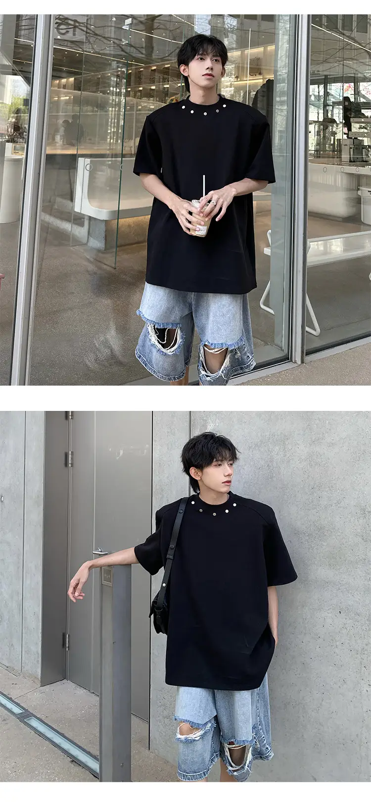 Men Black 5-Piece Sleeve T-Shirt Summer Casual — feature 10