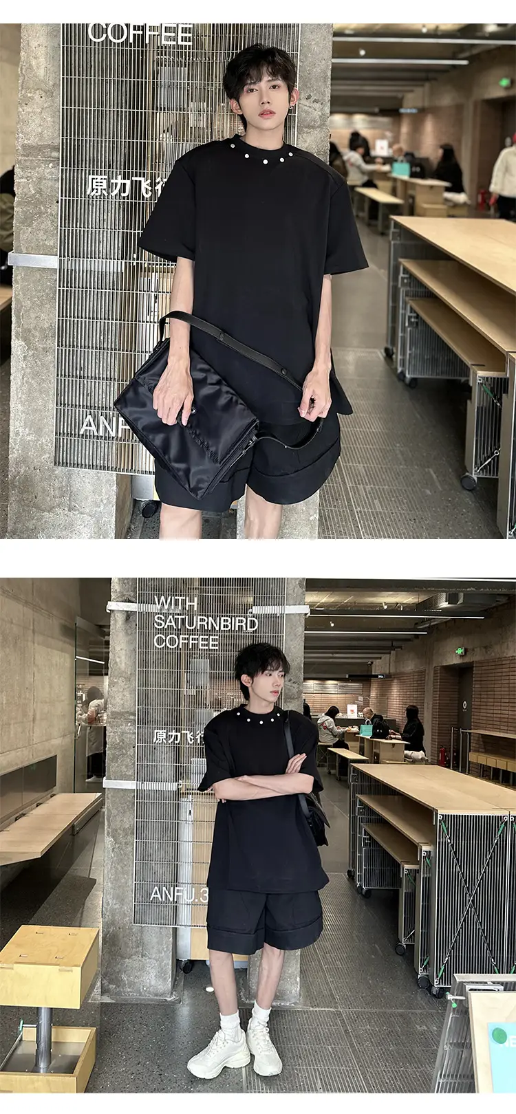 Men Black 5-Piece Sleeve T-Shirt Summer Casual — feature 12