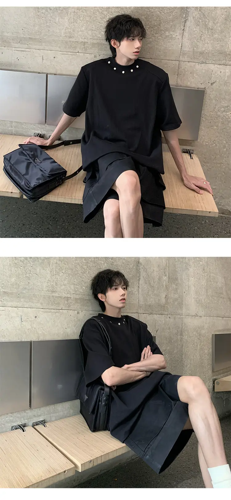 Men Black 5-Piece Sleeve T-Shirt Summer Casual — feature 13