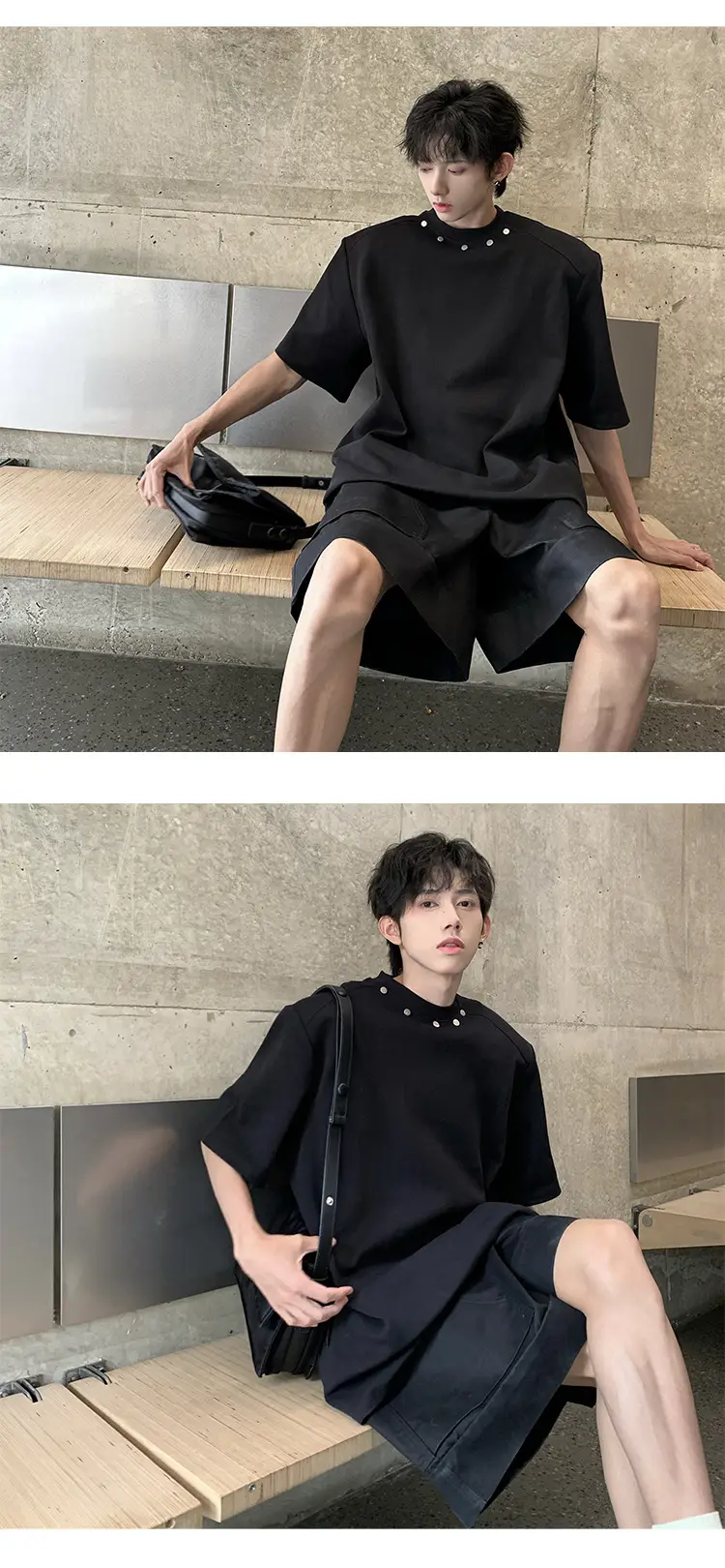 Men Black 5-Piece Sleeve T-Shirt Summer Casual — feature 14